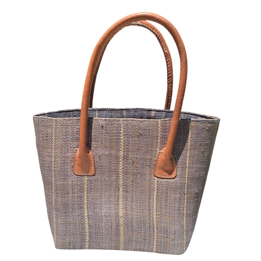 Shebobo San Francisco Raffia neutral tone Tote Bag Leather handmade Madagascar M